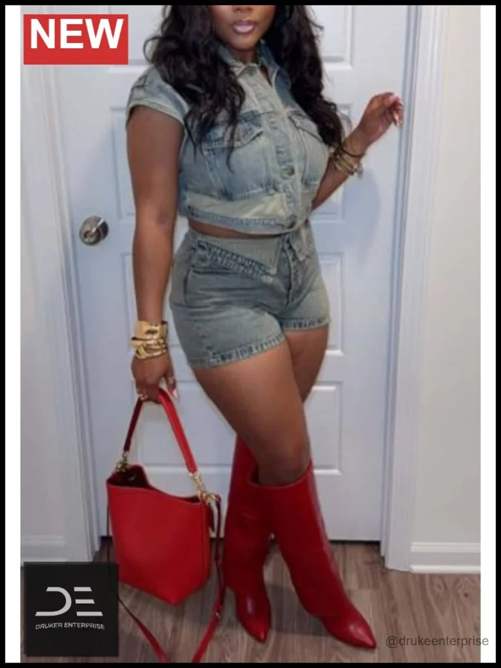 Women's 2pc Denim Shorts Set Y2K Streetwear Sleeveless